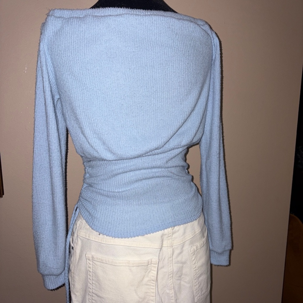 Fashion Nova Sky Blue Off-Shoulder Sweater - Picture 5 of 6